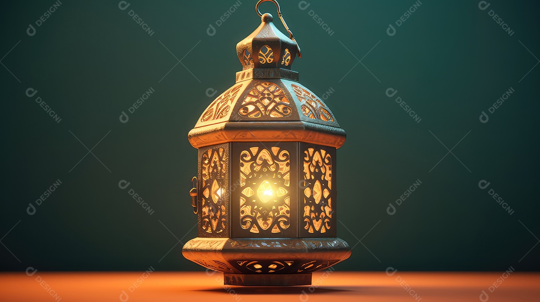 Lanterna Ramadan Kareem em fundo escuro