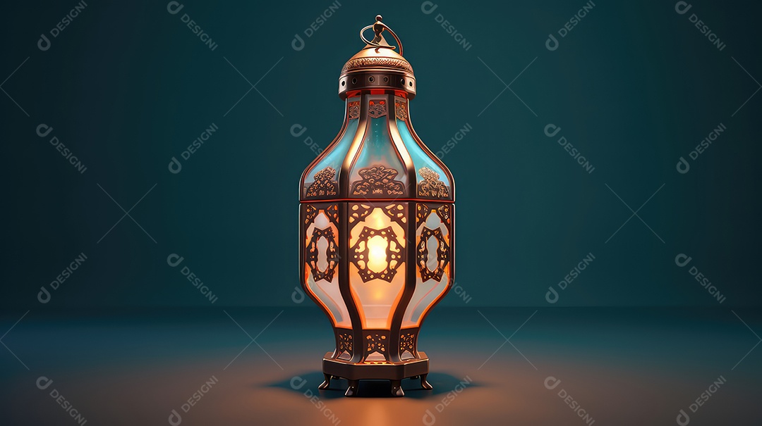 Lanterna Ramadan Kareem em fundo escuro