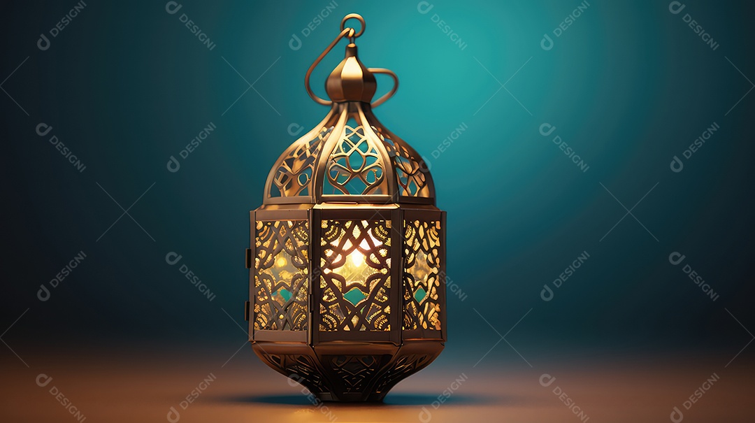 Lanterna Ramadan Kareem em fundo escuro