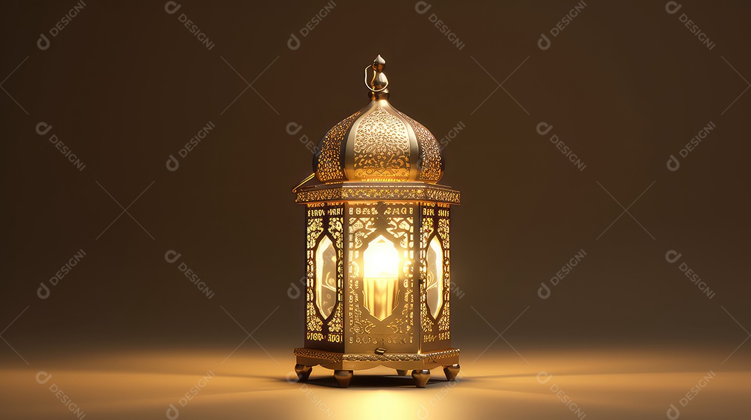 Lanterna Ramadan Kareem em fundo escuro