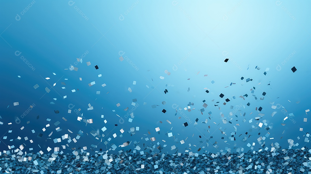 Confete abstrato caindo em fundo azul