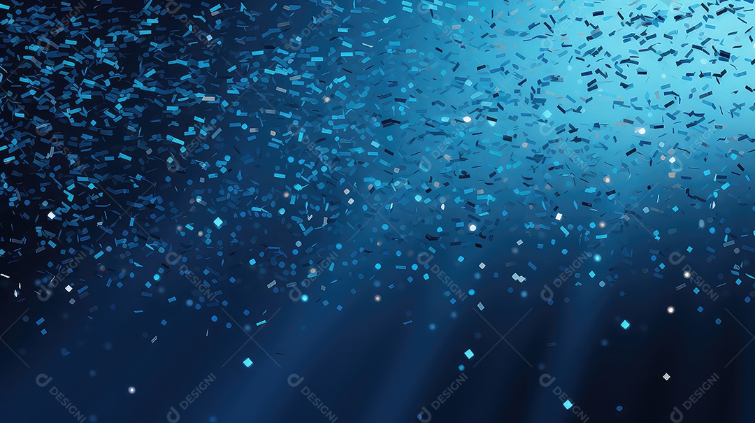 Confete abstrato caindo em fundo azul