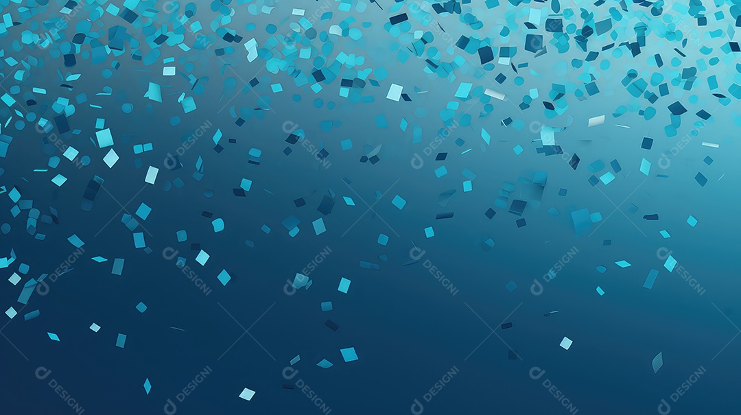 Confete abstrato caindo em fundo azul