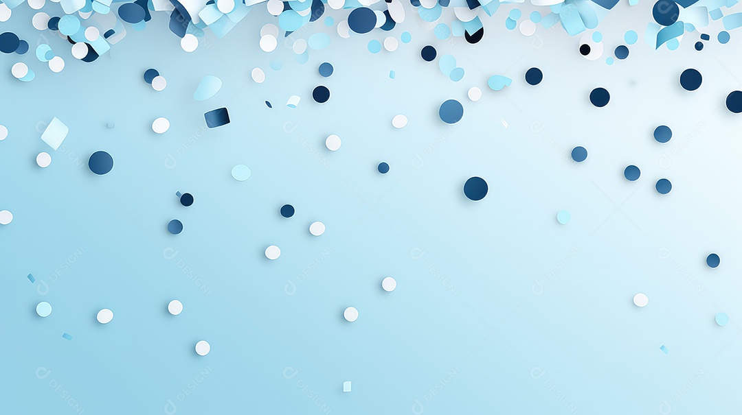 Confete abstrato caindo em fundo azul
