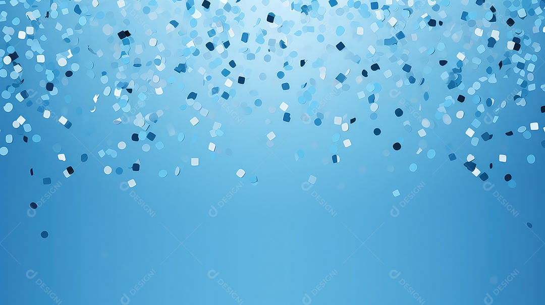Confete abstrato caindo em fundo azul