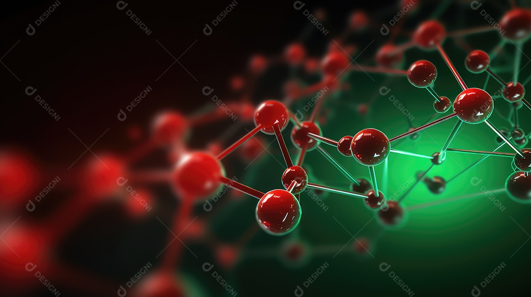 Moléculas na cor vermelha ciência e contexto médico