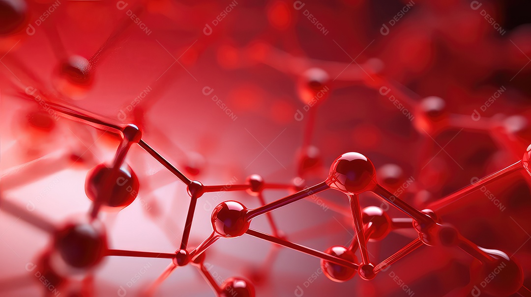 Moléculas na cor vermelha ciência e contexto médico