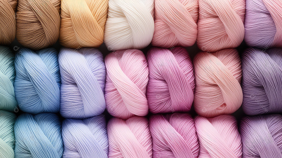 Novelos multicoloridos de fios para tricô