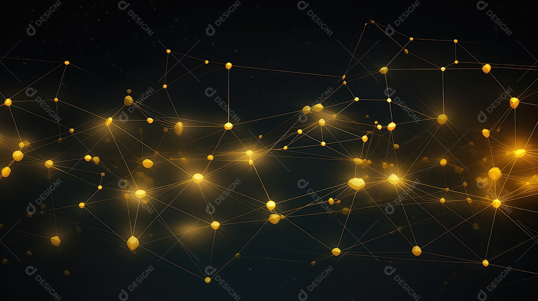 Fundo escuro de baixa poligonal com pontos de conexão