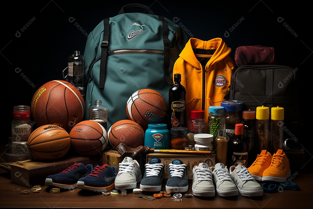 Objetos esportivos na loja