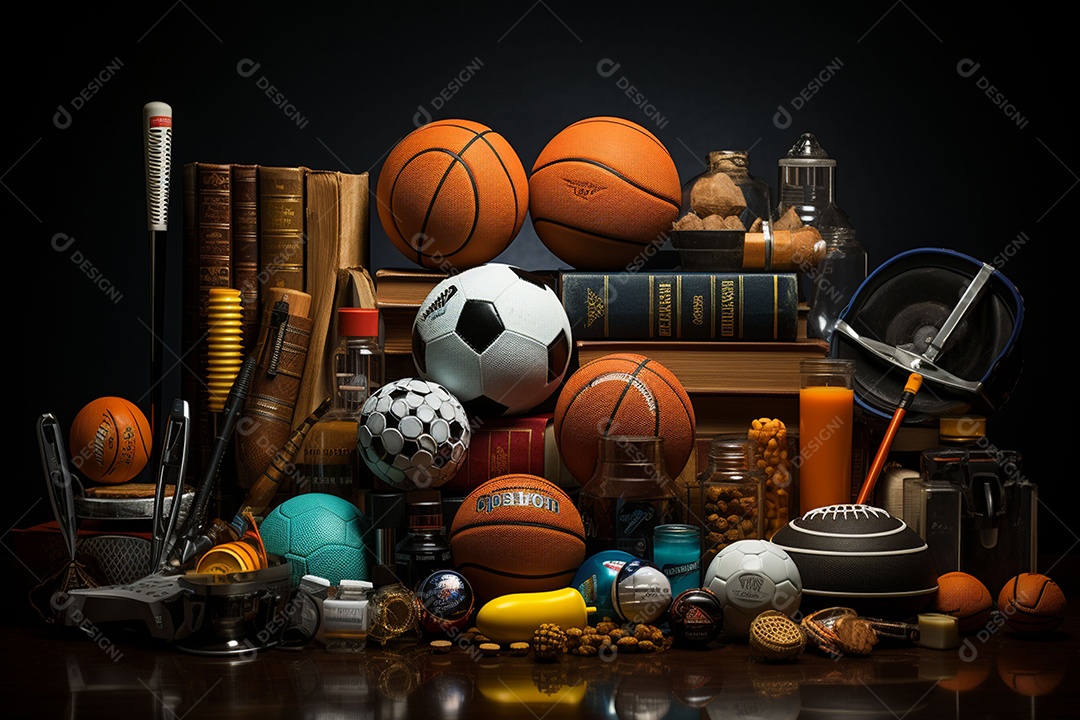 Objetos esportivos na loja