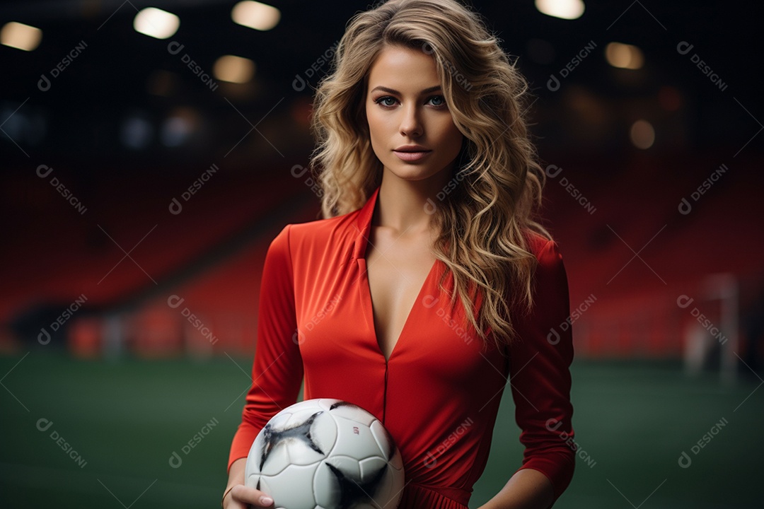 Garota esportiva jogadora de futebol