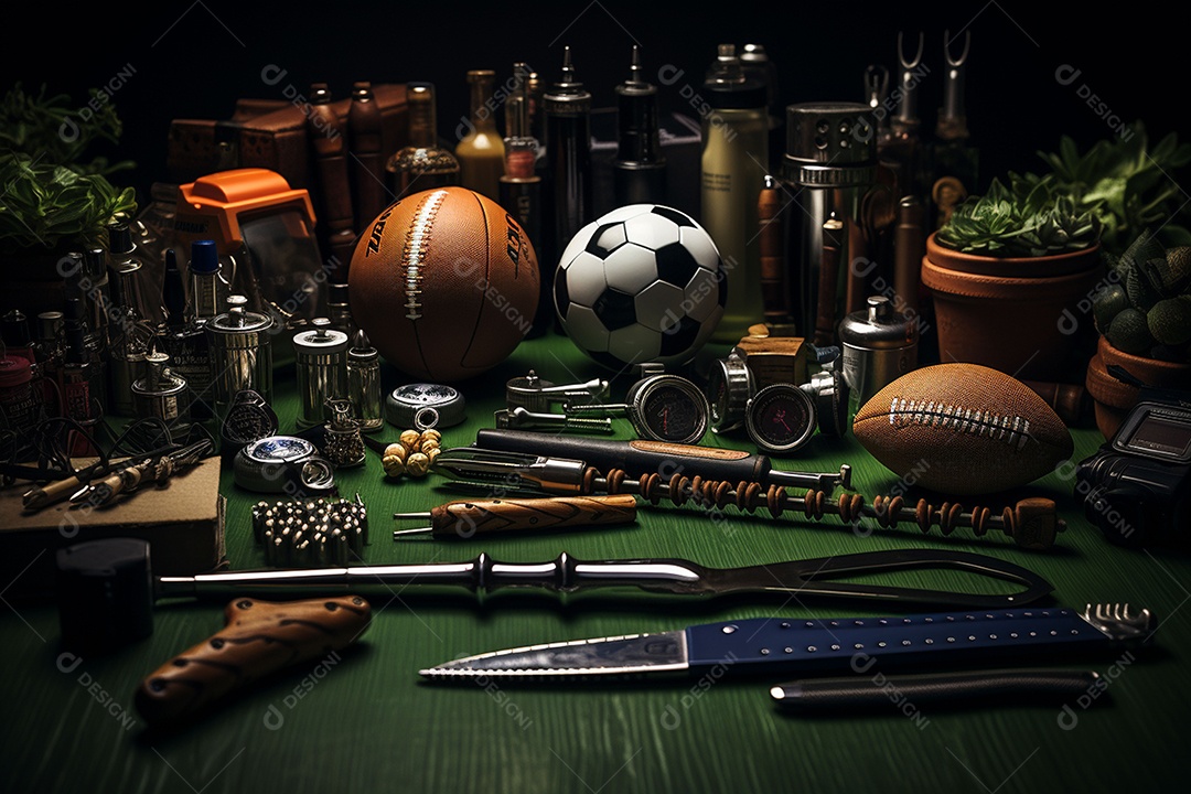Objetos esportivos na loja