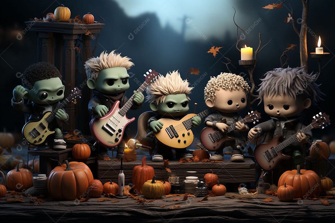 Banda de palco monstrinhos fofos