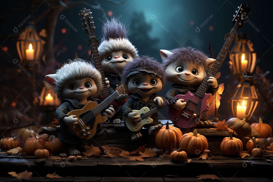 Banda de palco monstrinhos fofos