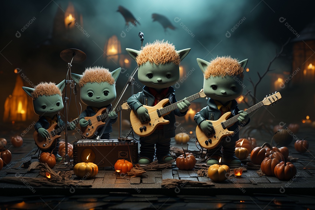 Banda de palco monstrinhos fofos