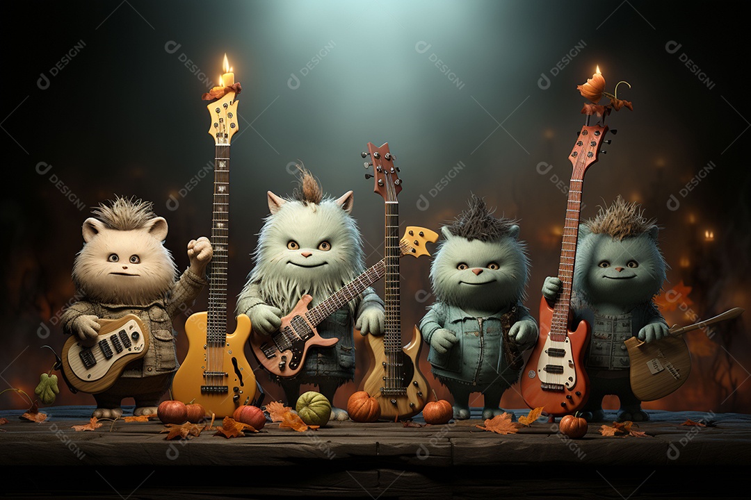 Banda de palco monstrinhos fofos