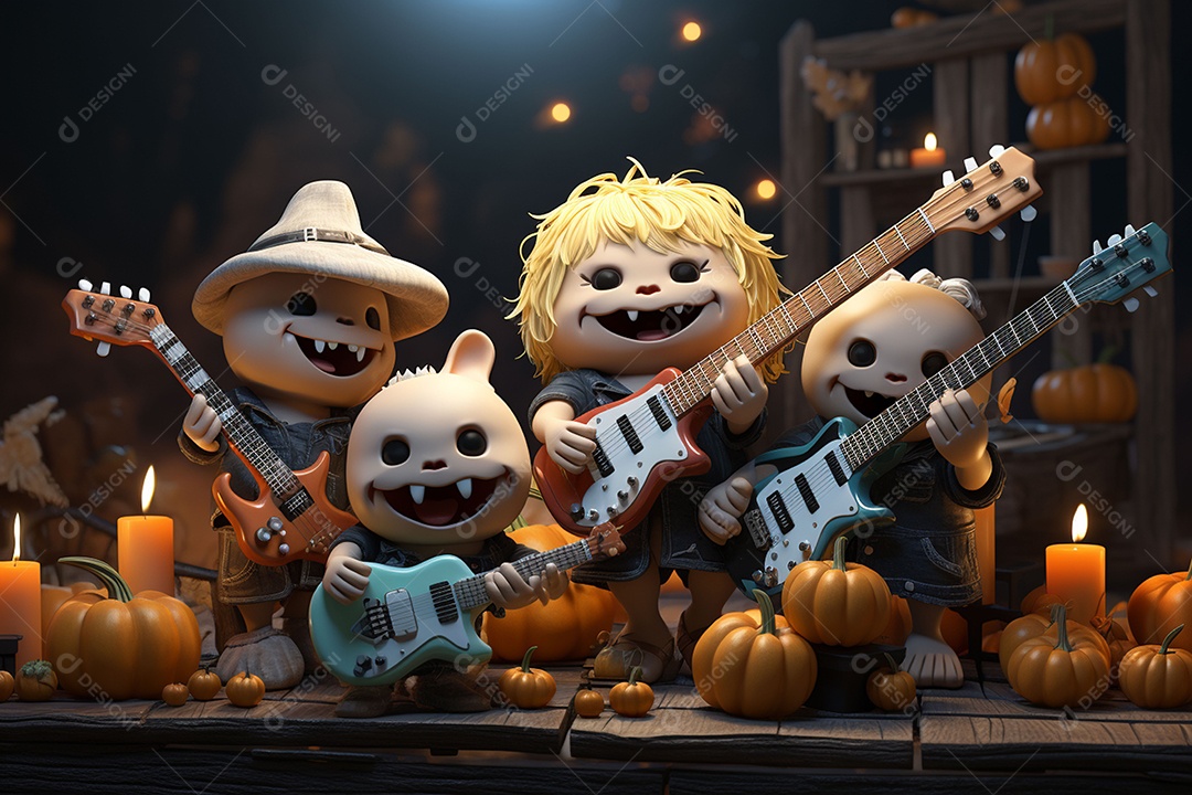 Banda de palco monstrinhos fofos