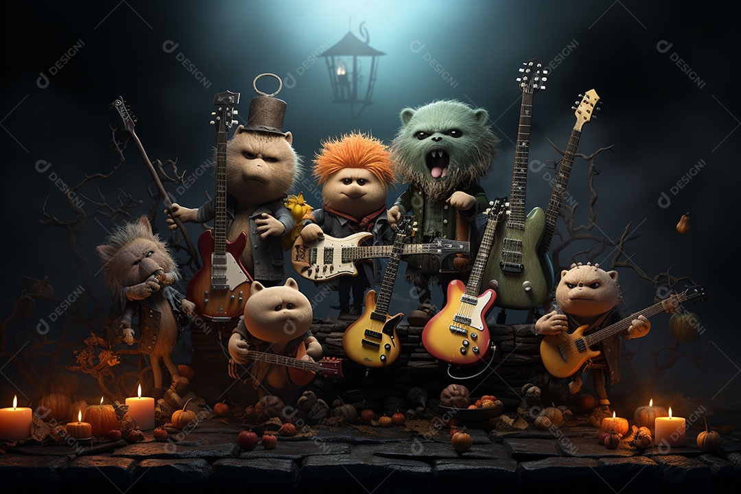 Banda de palco monstrinhos fofos