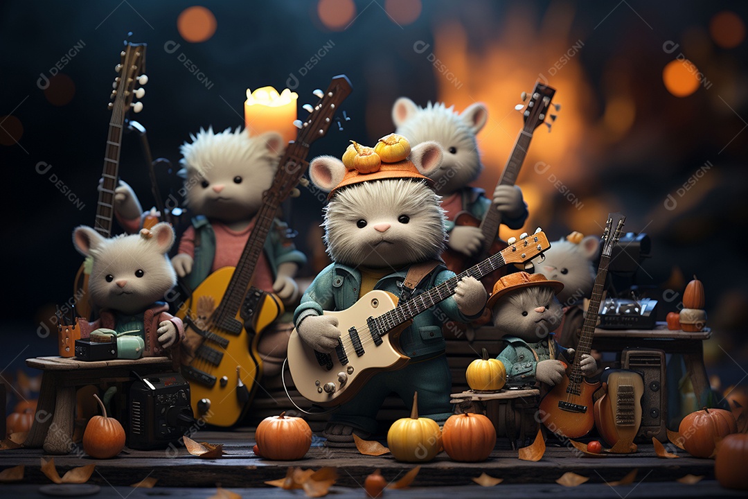 Banda de palco monstrinhos fofos