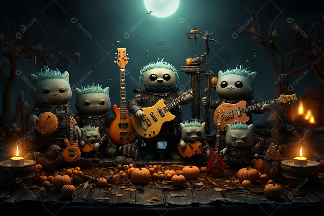 Banda de palco monstrinhos fofos