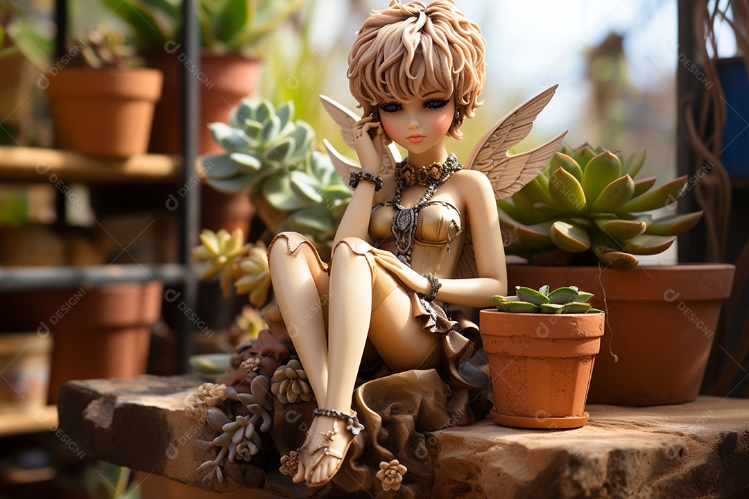 Boneca romana cupido de estuque