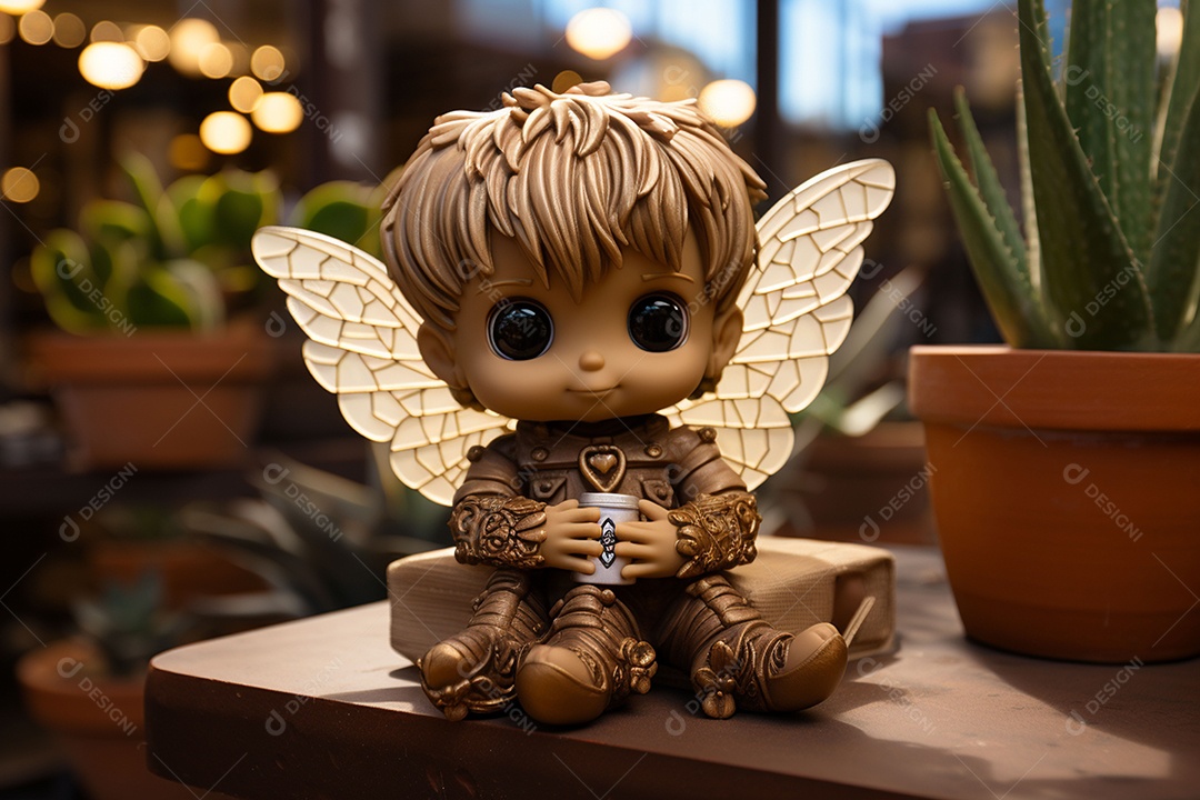 Boneca romana cupido de estuque