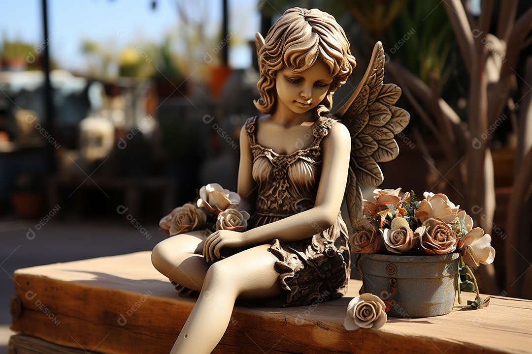 Boneca romana cupido de estuque