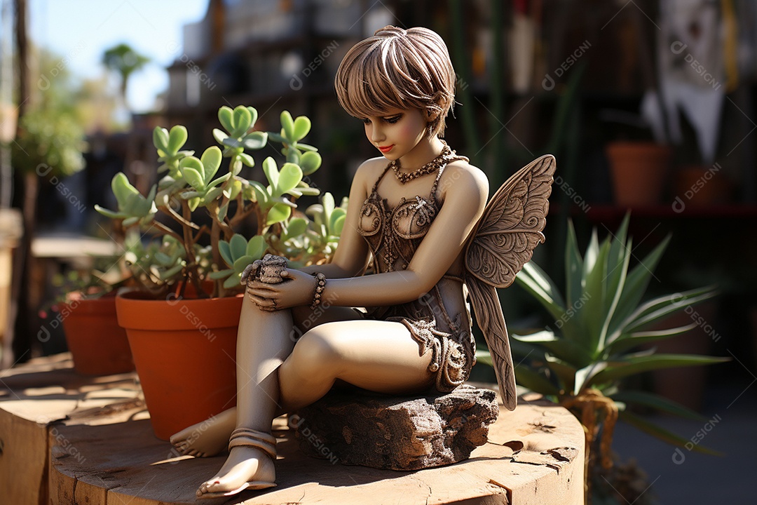 Boneca romana cupido de estuque