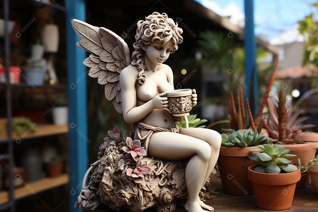 Boneca romana cupido de estuque