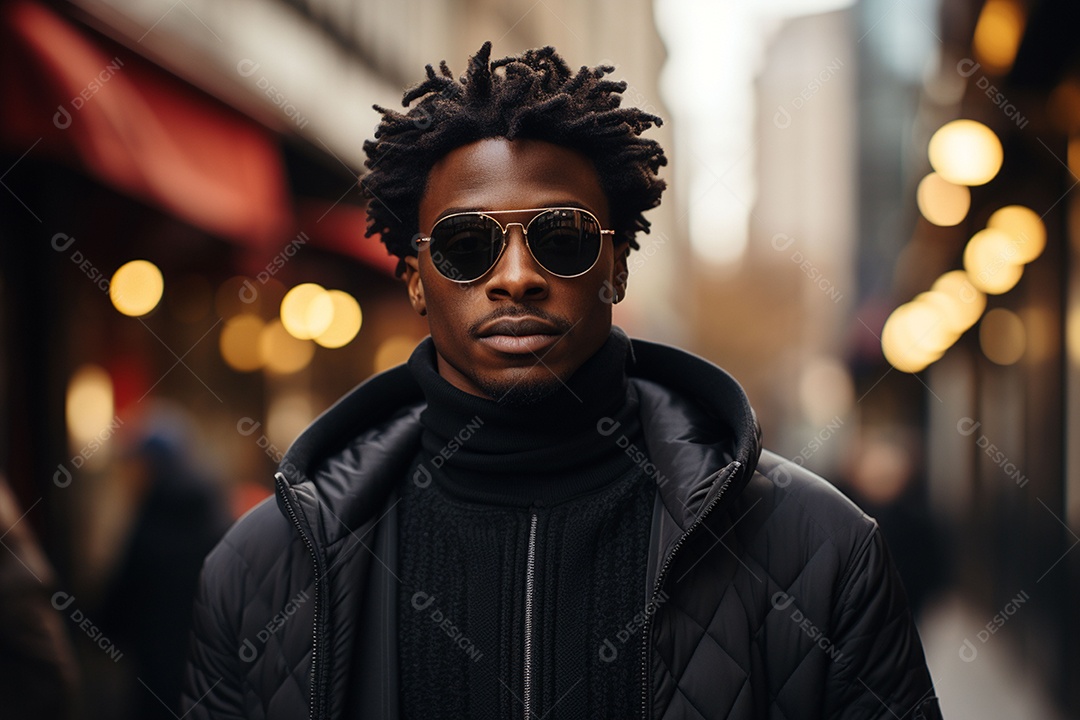 Garoto afro-americano estiloso em suéter cinza