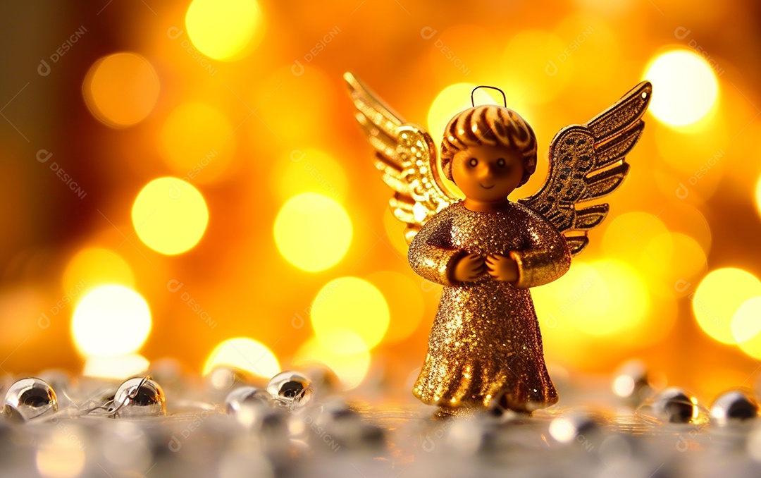 O anjo está em frente a um ornamento