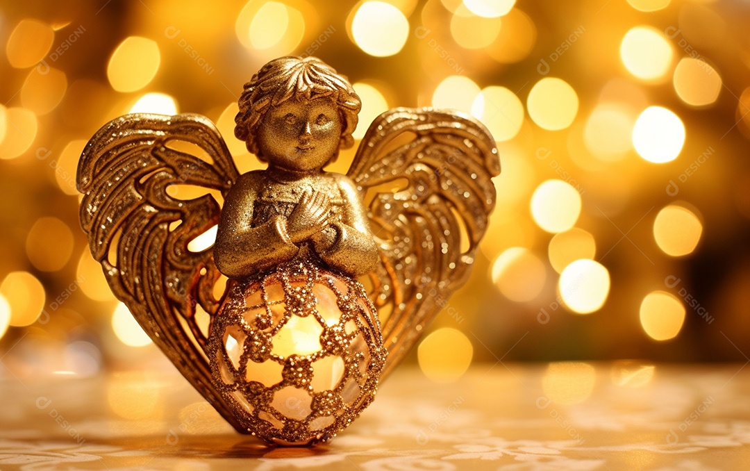 O anjo está em frente a um ornamento