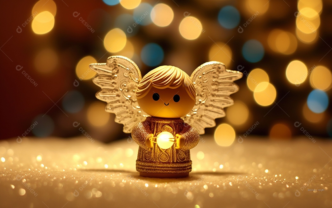 O anjo está em frente a um ornamento