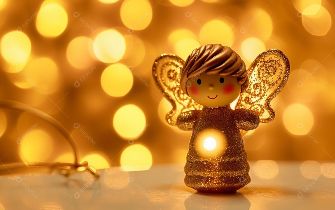 O anjo está em frente a um ornamento