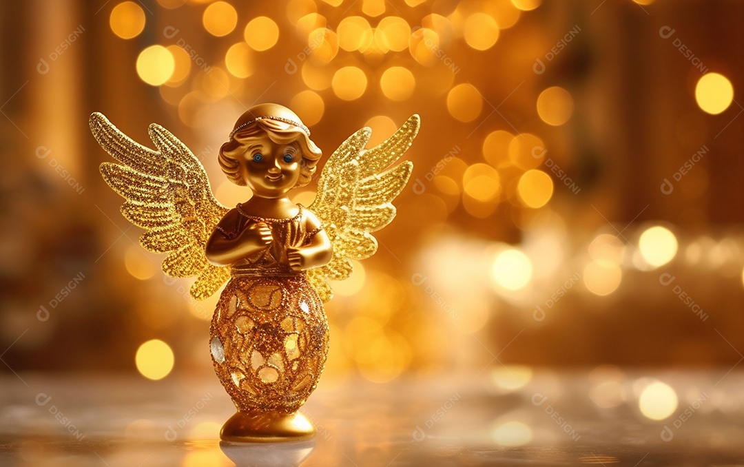 O anjo está em frente a um ornamento