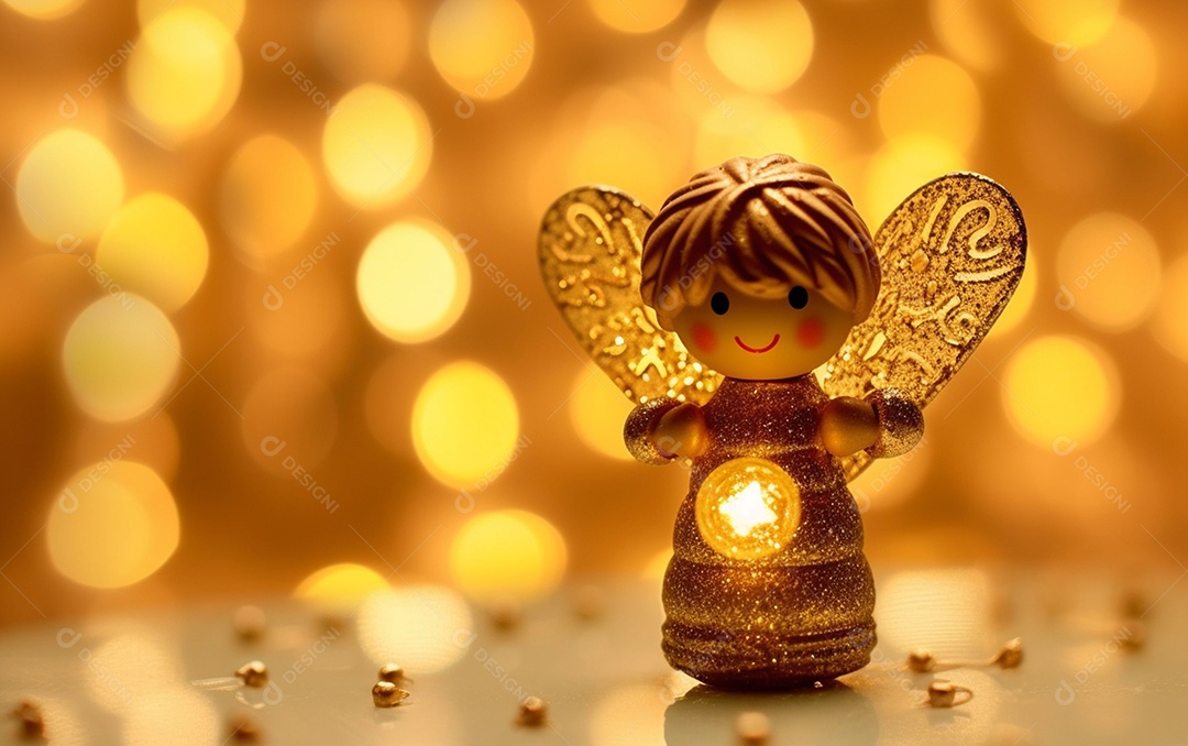 O anjo está em frente a um ornamento