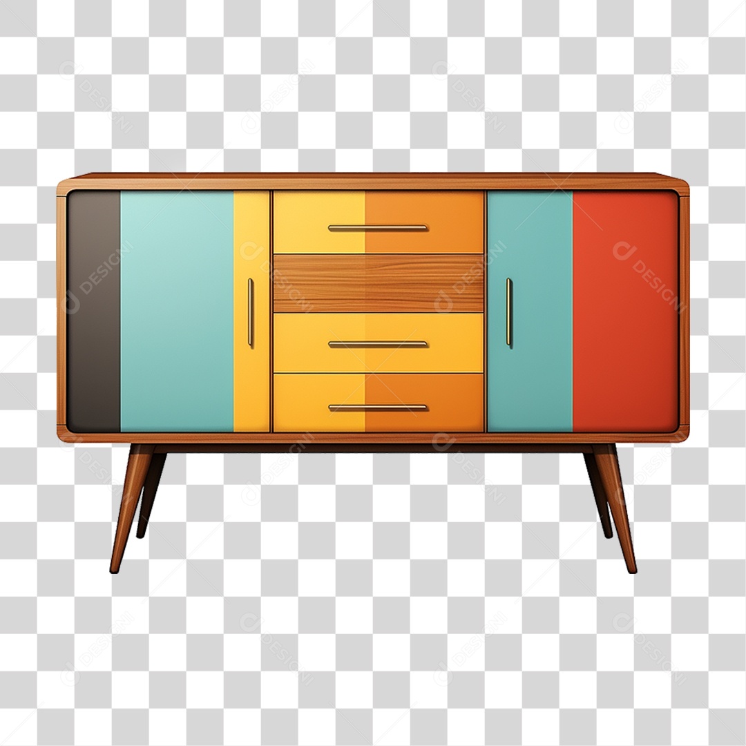 Aparador Retrô Moveis Cores PNG Transparente