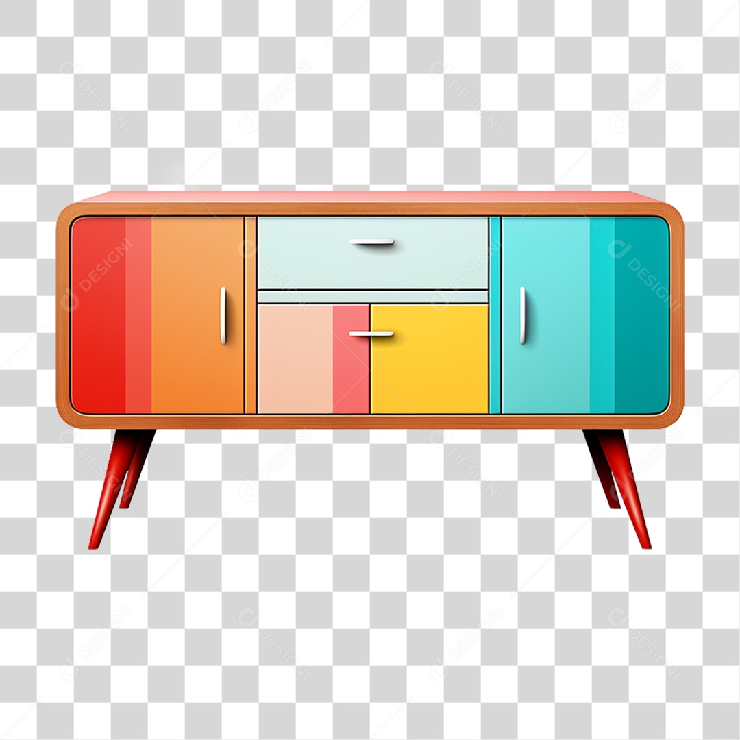 Aparador Retrô Moveis Cores PNG Transparente