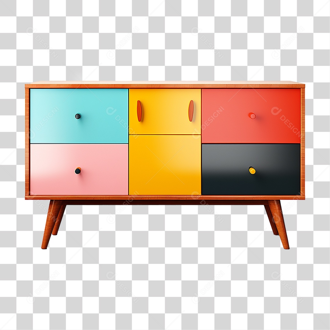 Aparador Retrô Moveis Cores PNG Transparente