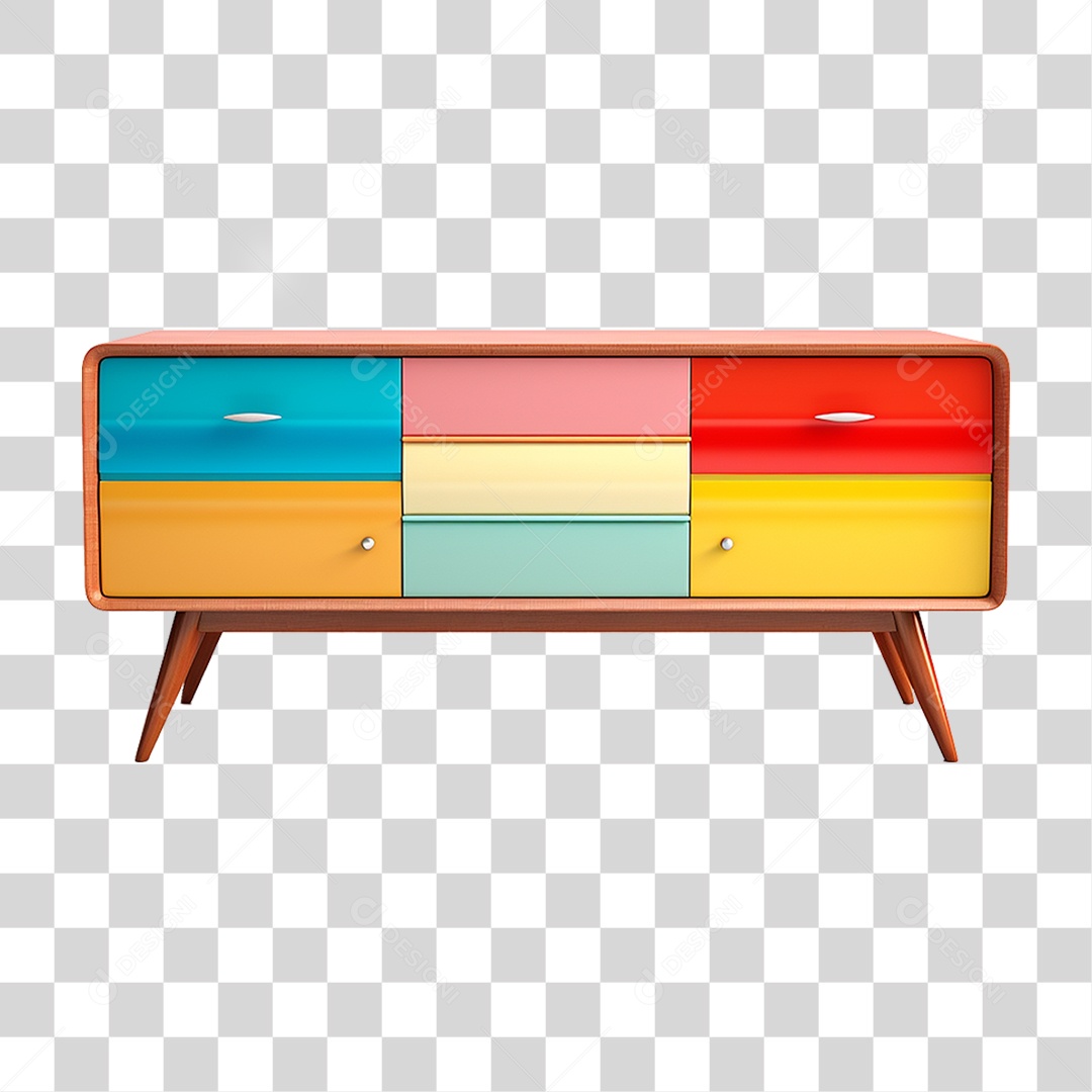 Aparador Retrô Moveis Cores PNG Transparente