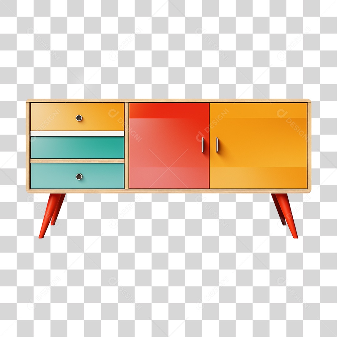 Aparador Retrô Moveis Cores PNG Transparente