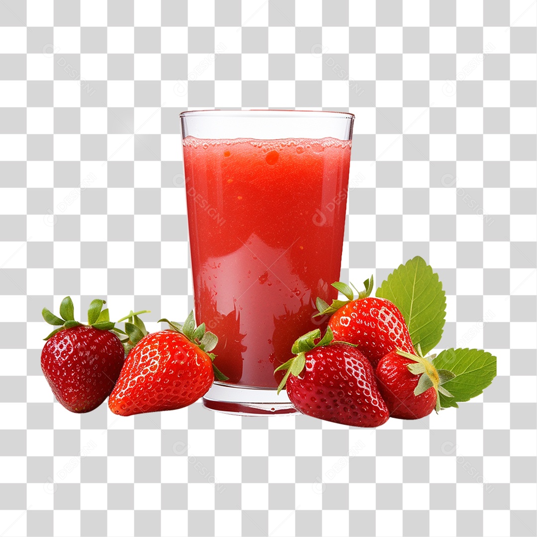 Copo com Suco de Morango PNG Transparente