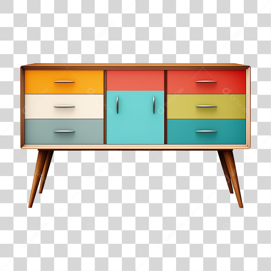 Aparador Retrô Moveis Cores PNG Transparente