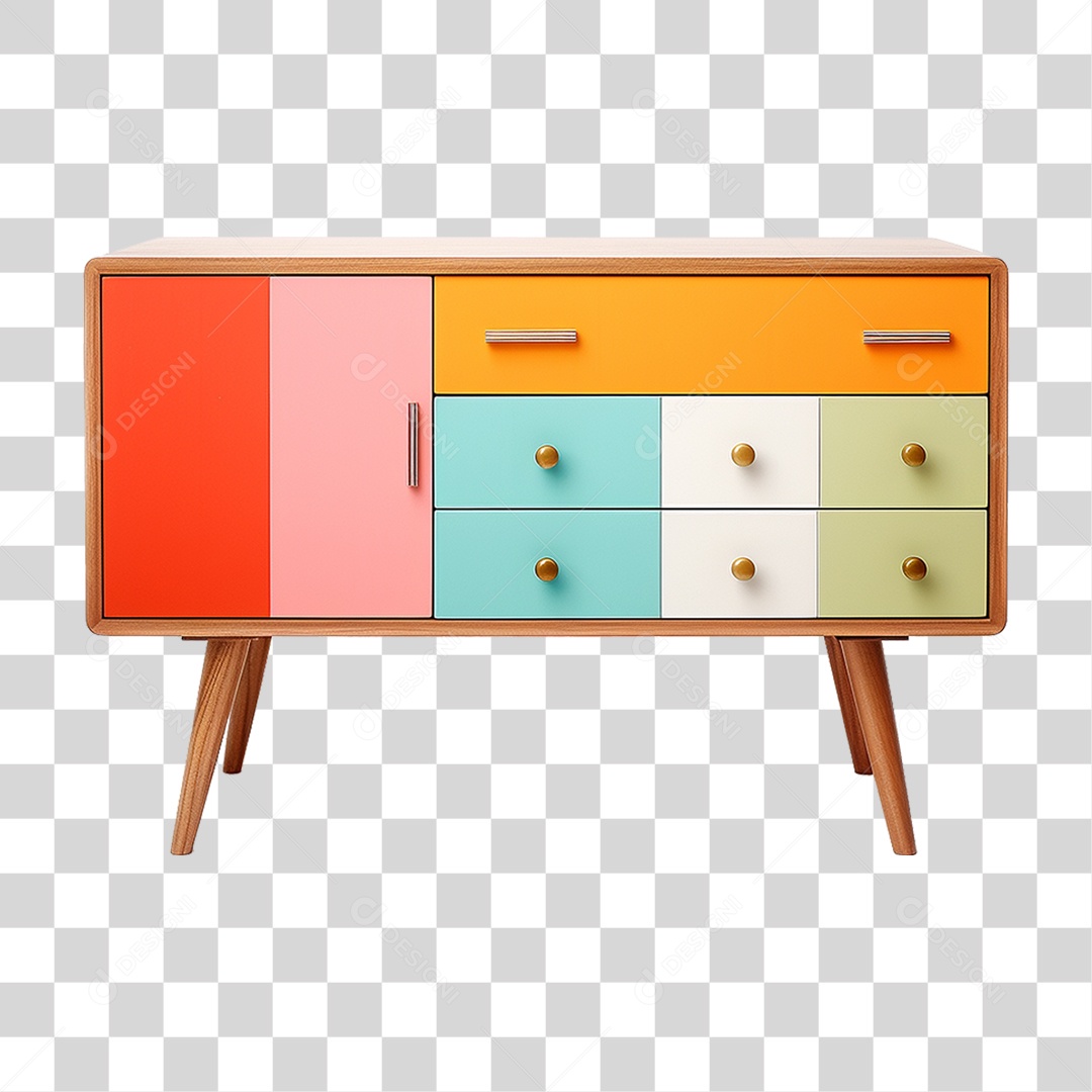 Aparador Retrô Móvel Cores PNG Transparente