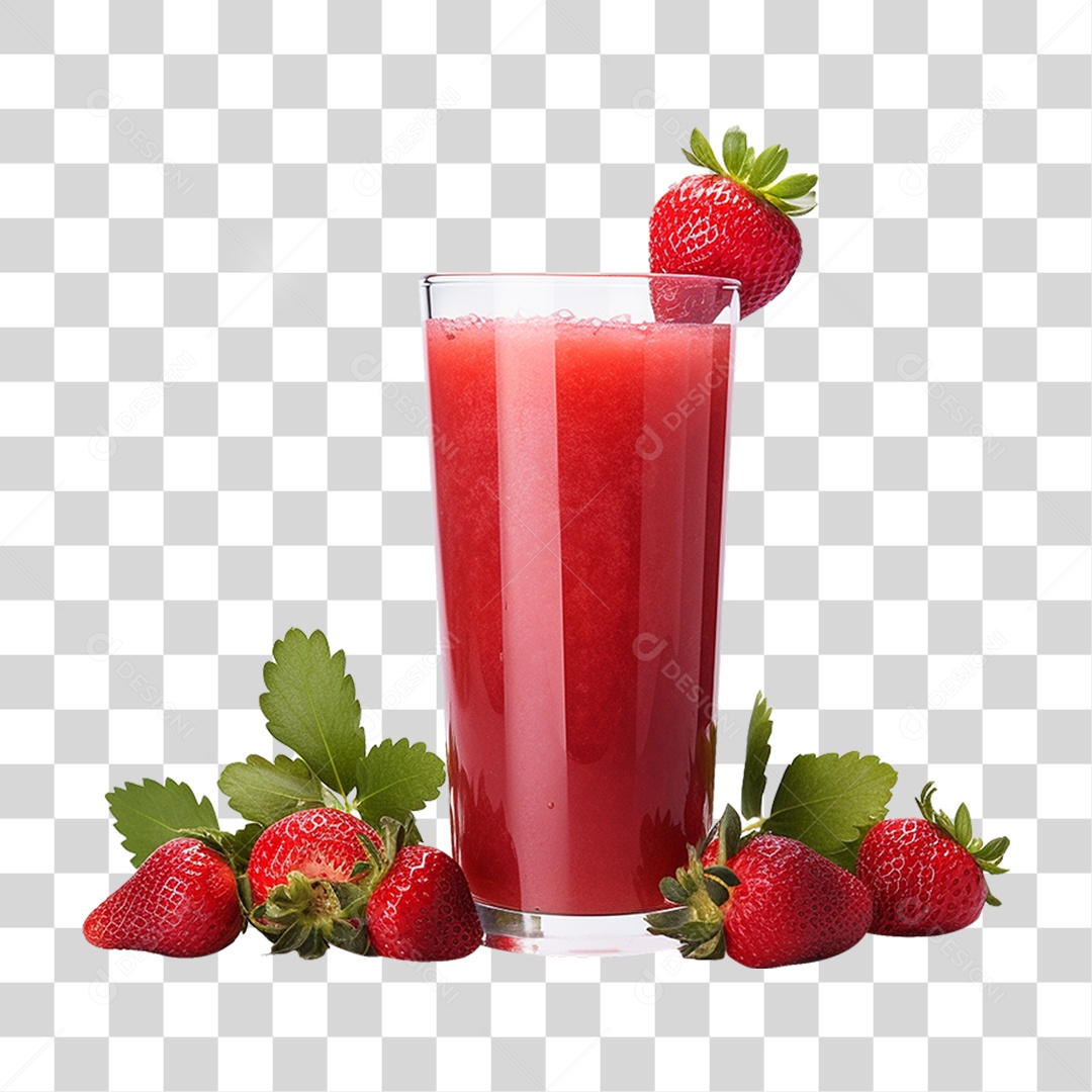 Copo com Suco de Morango PNG Transparente