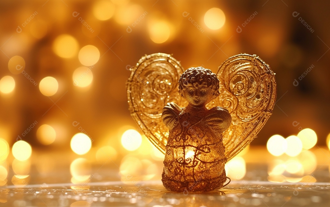 O anjo está em frente a um ornamento