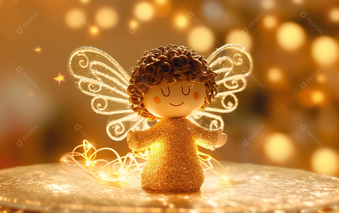 O anjo está em frente a um ornamento