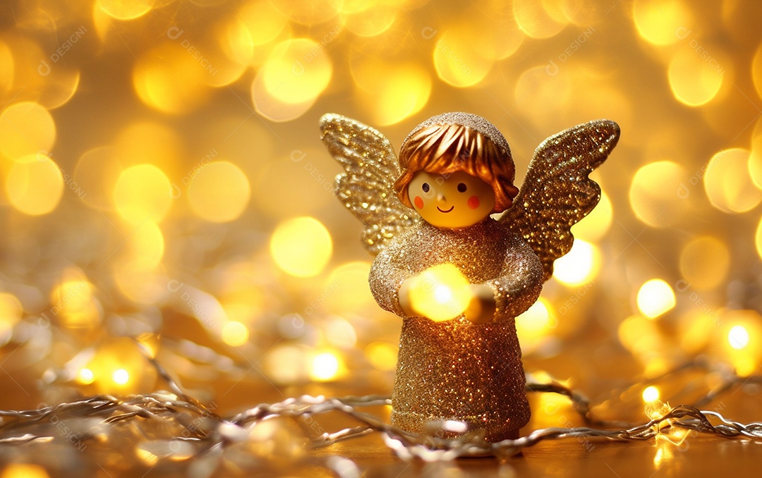 O anjo está em frente a um ornamento