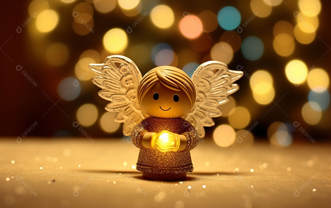 O anjo está em frente a um ornamento